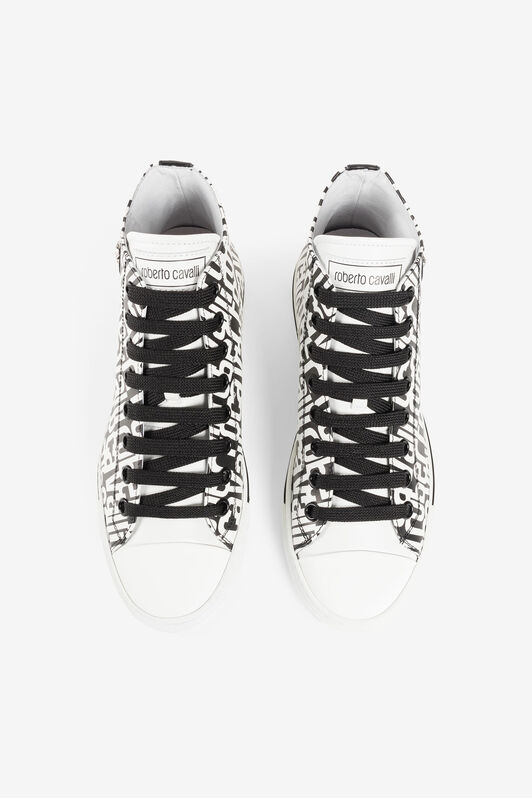 RC Logo-print leather sneakers Black/White RKS037-PZB22