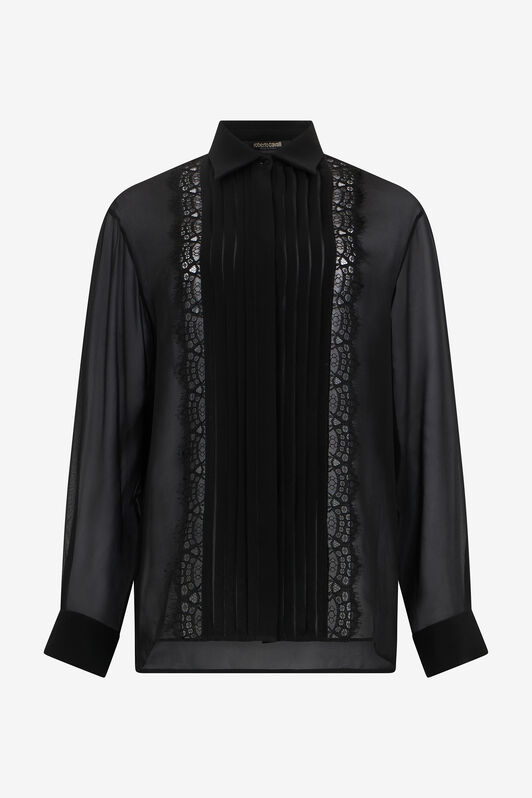 RC Camisa Negra Con Inserciones De Encaje BLACK WKR703-GG001