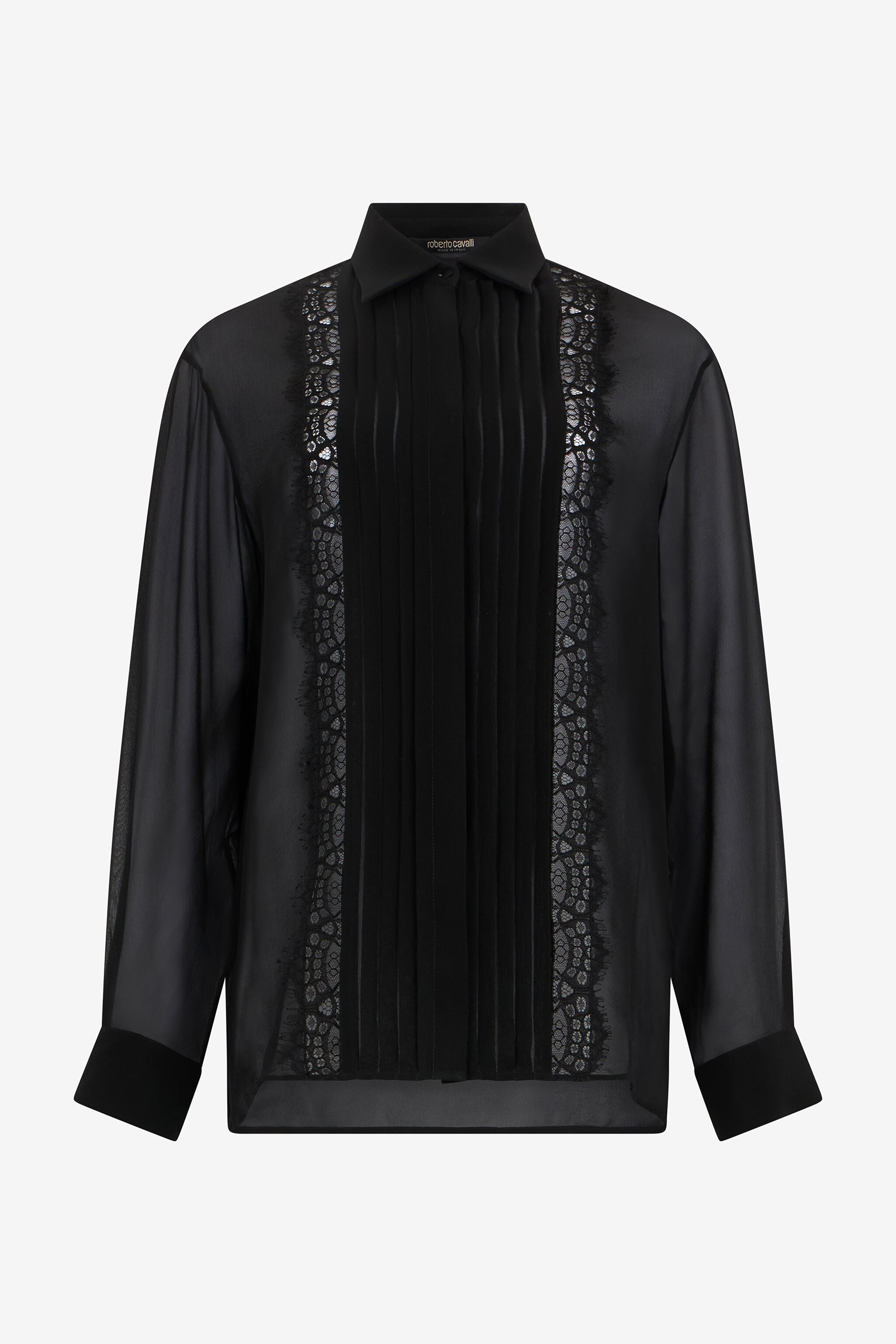 RC Camisa Negra Con Inserciones De Encaje BLACK WKR703-GG001
