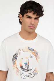 JC White T-Shirt with JC Monogram and Logo WHITE VFT032-VF076