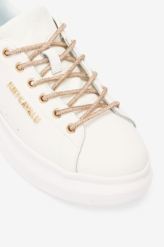 JC Lace-Up Sneakers With Rhinestones JC Lace-Up Sneakers With Rhinestones White/Gold UFS030-UF352