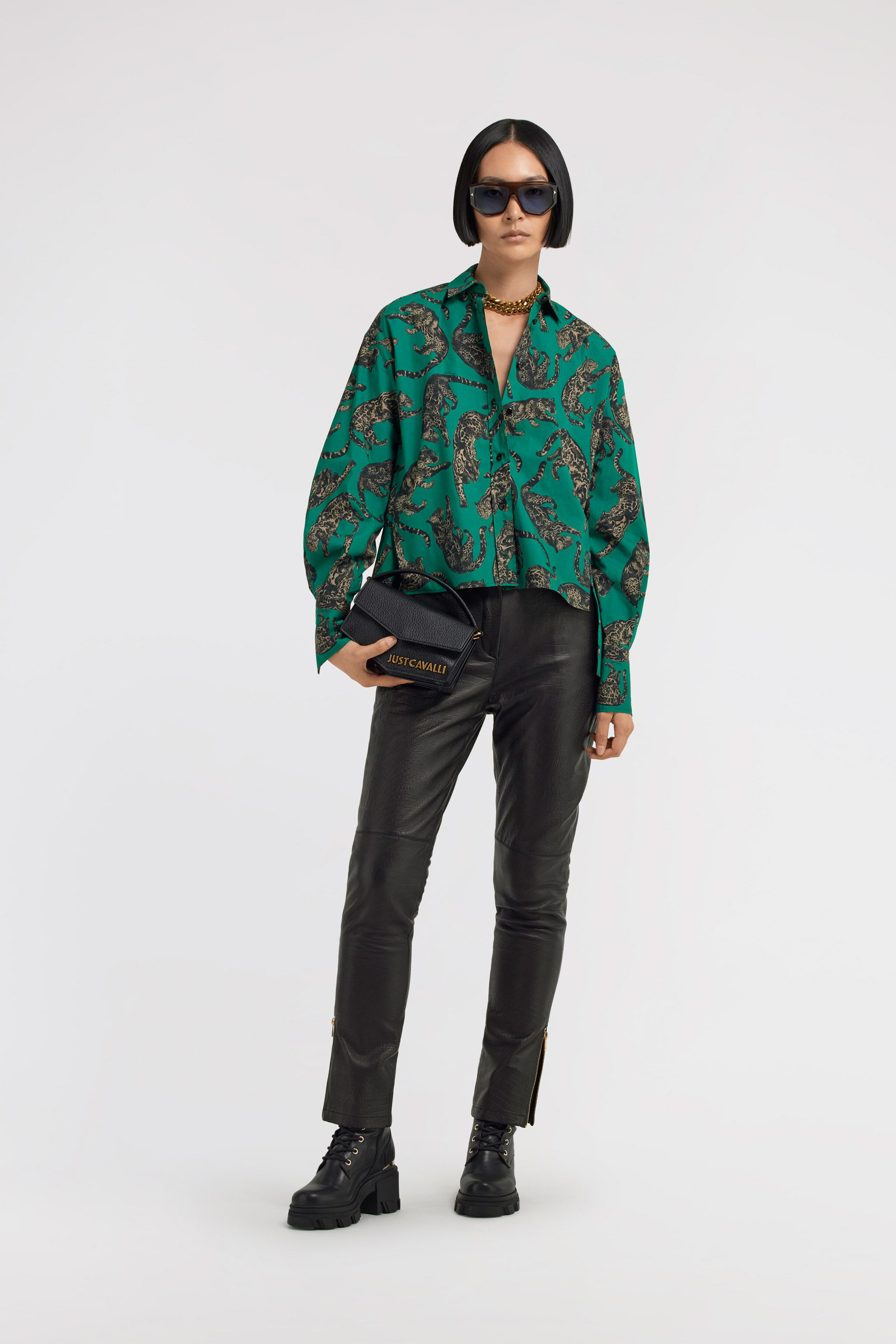 JC Pantaloni in pelle Just Cavalli JC Pantaloni in pelle Just Cavalli Nero TFP005-TF110