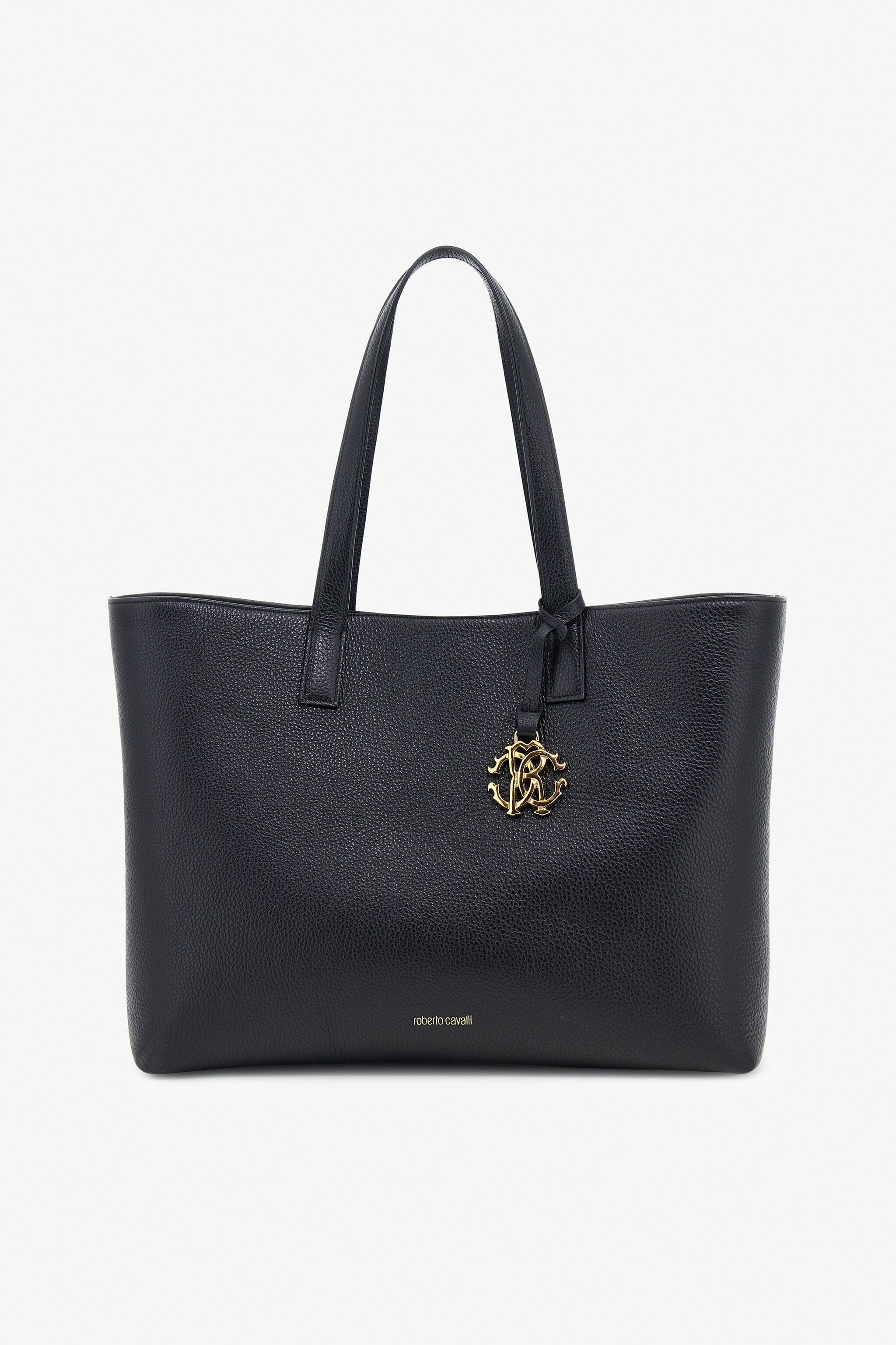 RC Black Leather Shopping Bag With RC Monogram RC Black Leather Shopping Bag With RC Monogram Black SKB016-PZ241