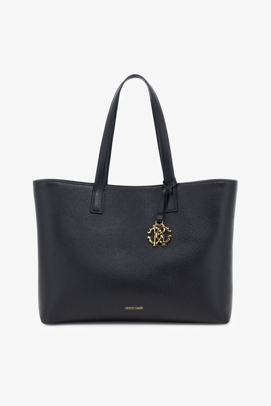 RC Black Leather Shopping Bag With RC Monogram RC Black Leather Shopping Bag With RC Monogram Black SKB016-PZ241