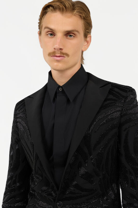 RC Black Beaded Animal-Stripe Blazer RC Black Beaded Animal-Stripe Blazer Black SRT402-VW001