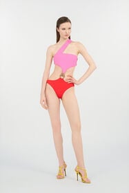 RC Asymmetrical One-Piece Swimsuit with Jewel Detail PINK/RED WQW004-LL030