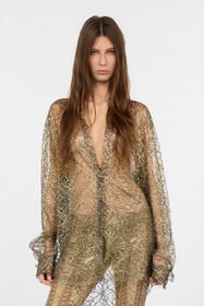 RC Camicia See-Through Nero E Oro Con Ricamo BLACK/GOLD WWT700-RP070