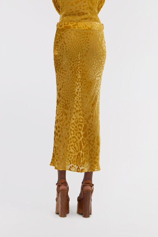 RC Jaguar Skin print devorè skirt RC Jaguar Skin print devorè skirt Gelb SWT303-4RL77