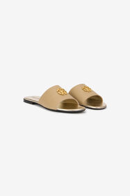 RC Leather Sandals with Gold Logo SAND QOS01B-PZO12