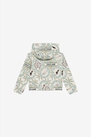 JU Felpa Con Cappuccio Stampa Maiolica IVORY/LIGHT BLUE UJT692-5OO42