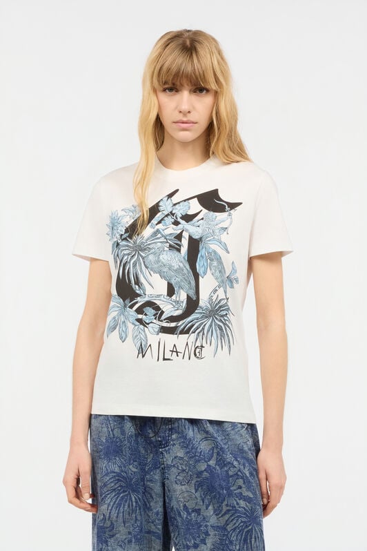 JC T-Shirt With Print And JC Monogram JC T-Shirt With Print And JC Monogram White UFT130-UF184
