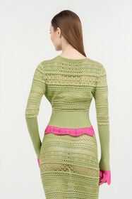 RC Knit cardigan with contrast details LIGHT GREEN WQM905-MA018