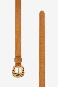 RC Ceinture Façon Croco Avec Boucle Bijou Marron VKC006-PZ204