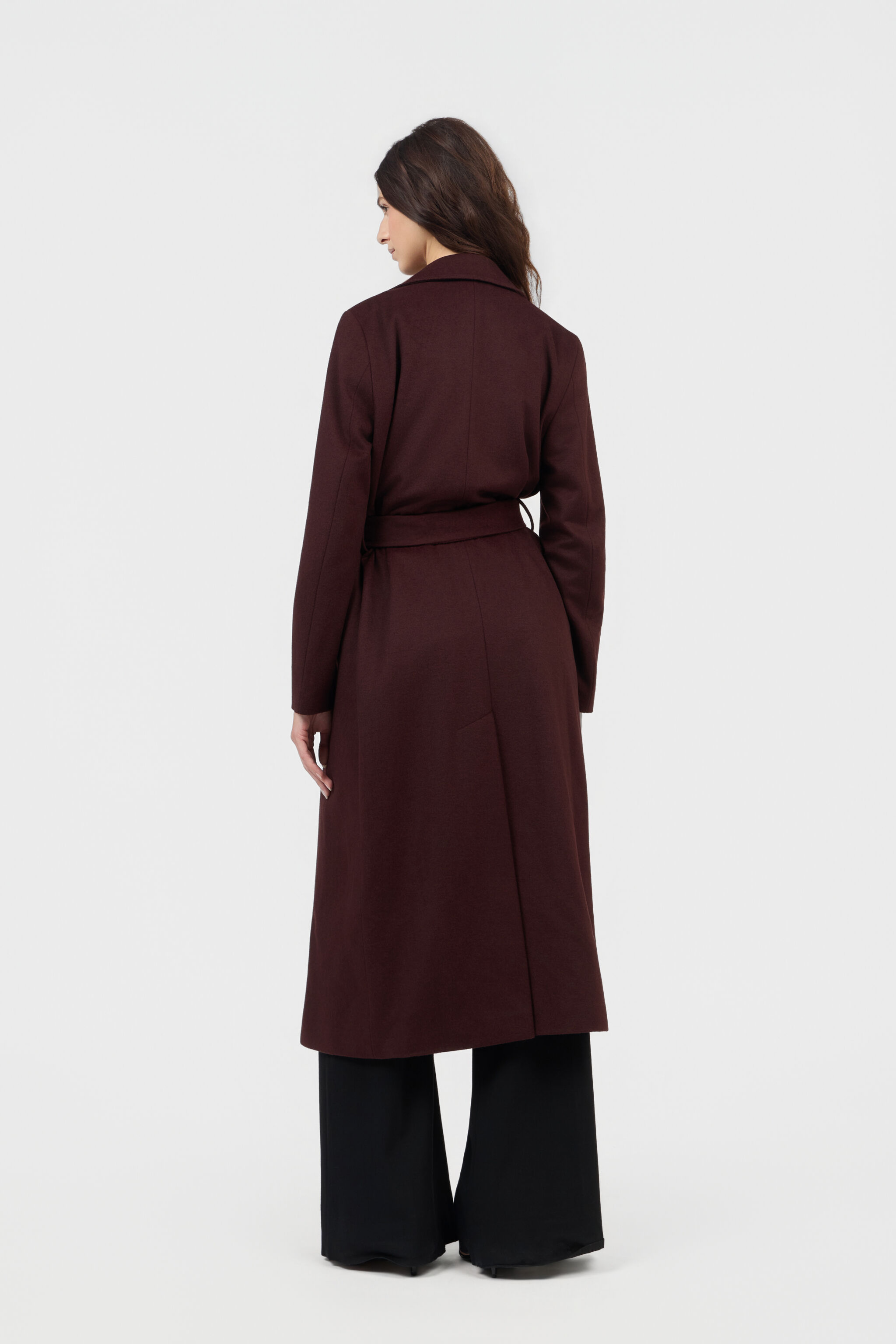 RC Burgundy Belted Coat With Leopard Print Lining RC Burgundy Belted Coat With Leopard Print Lining BURGUNDY TOT50B-GA001