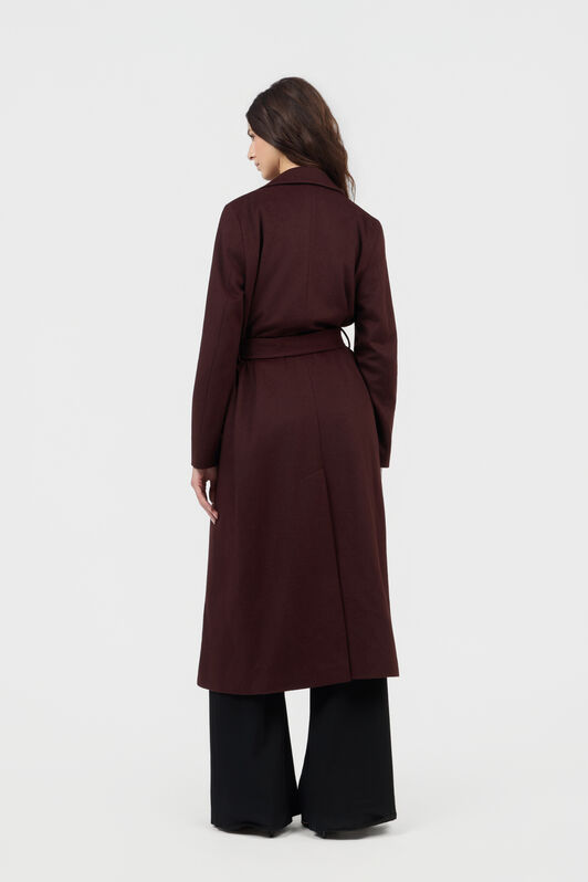 RC Burgundy Belted Coat With Leopard Print Lining RC Burgundy Belted Coat With Leopard Print Lining BURGUNDY TOT50B-GA001