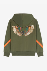 JU Wing-Print Cotton Hoodie Green RJT920-CF050