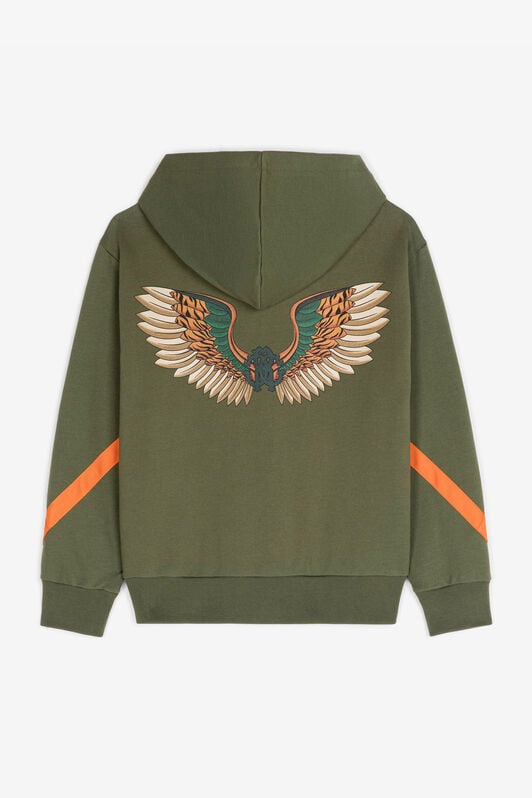 JU Wing-Print Cotton Hoodie JU Wing-Print Cotton Hoodie Green RJT920-CF050