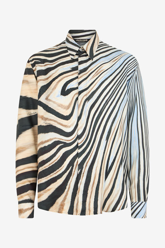 RC Camisa De Seda Con Estampado De Cebra NATURAL/BLACK XNT712-4QT26