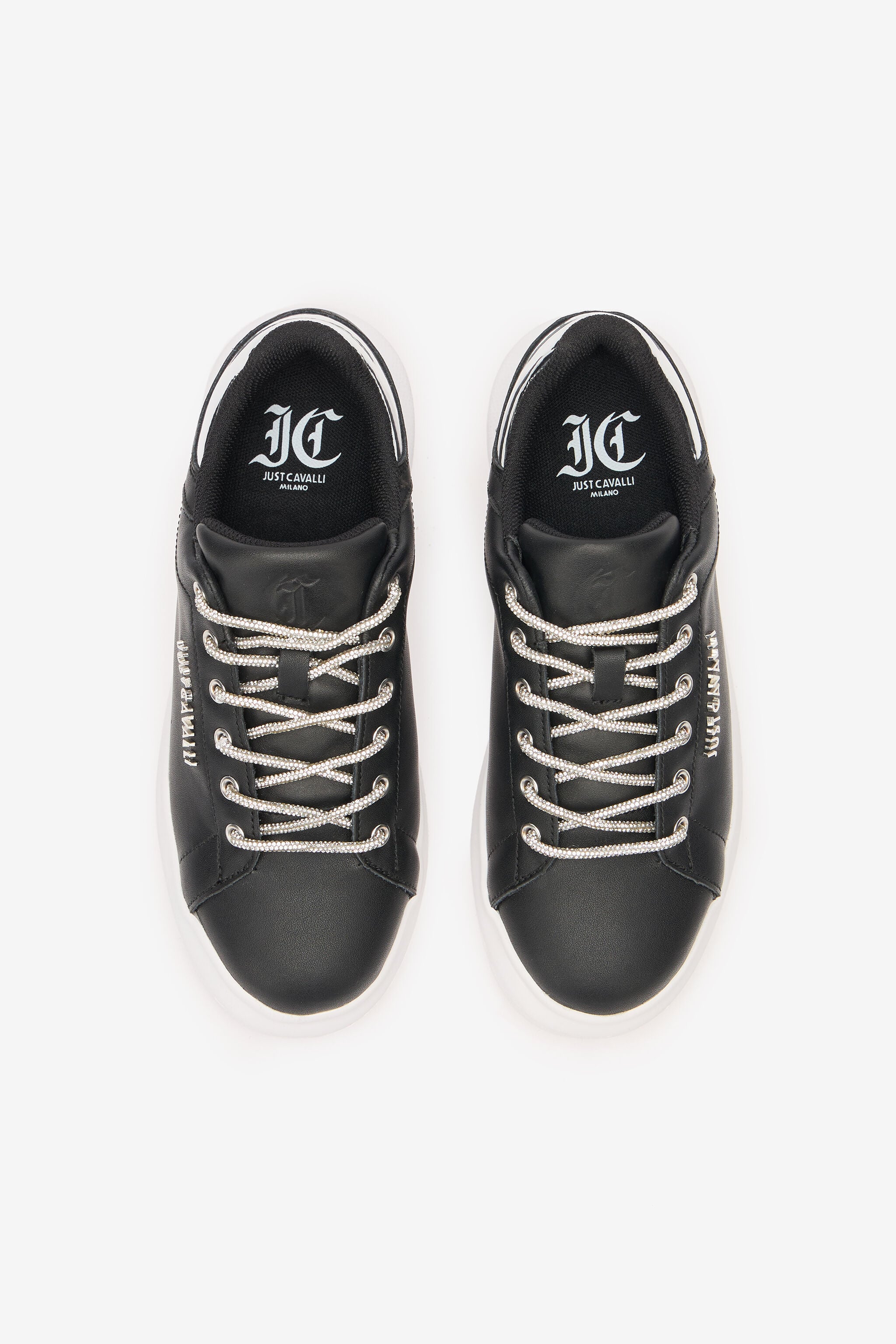 JC Lace-Up Sneakers With Rhinestones JC Lace-Up Sneakers With Rhinestones Black/White UFS030-UF352