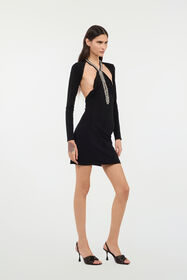 RC Mini Dress With Cut-Out And Bejeweled Neckline Black UKR161-JE034