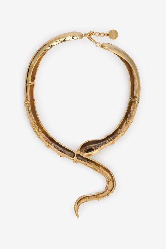 RC Collar De Serpiente Dorada Con Piedras Negras Y Rubí ORO/NERO/RUBINO VWG010-AM081