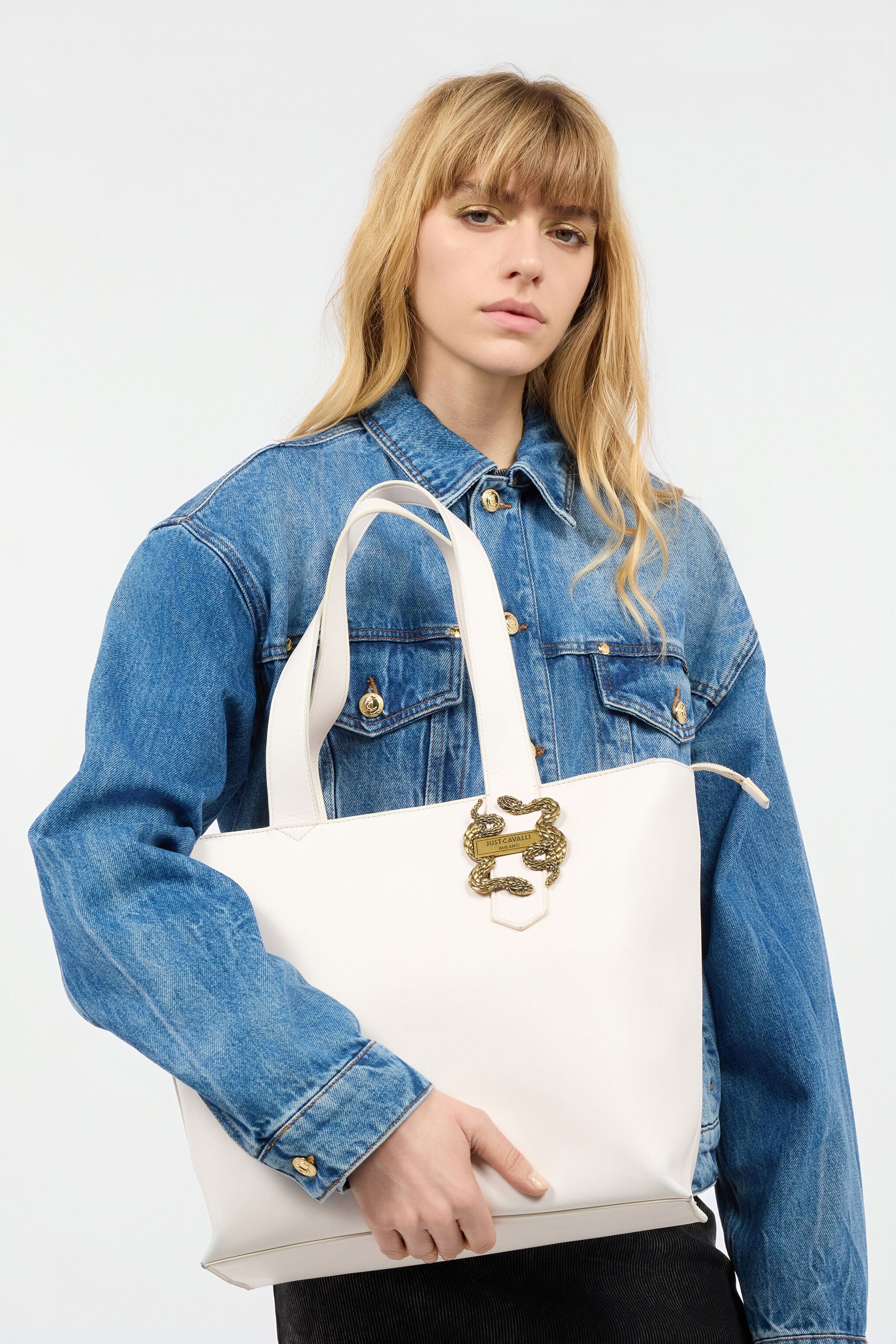 JC Tote Bag With Mirror Snake JC Tote Bag With Mirror Snake White UFB034-UF403