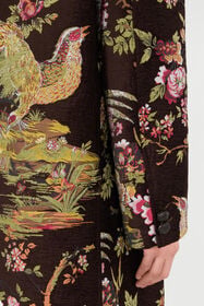 RC Mantel Aus Einer Wollmischung Mit  Oriental Bird-Print Braun VRT520-FY103