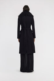 RC Black Virgin Wool Coat With Fur Collar Black TKQ521-GA061