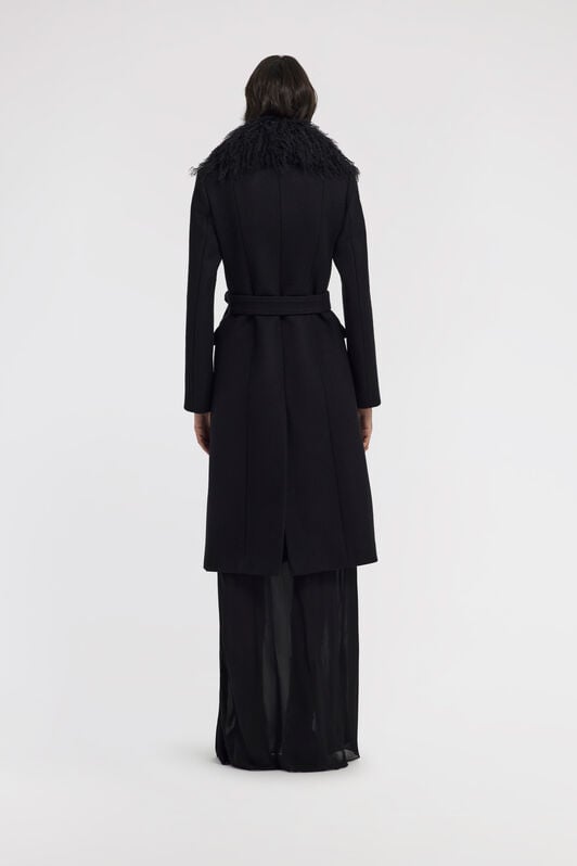 RC Black Virgin Wool Coat With Fur Collar RC Black Virgin Wool Coat With Fur Collar Black TKQ521-GA061