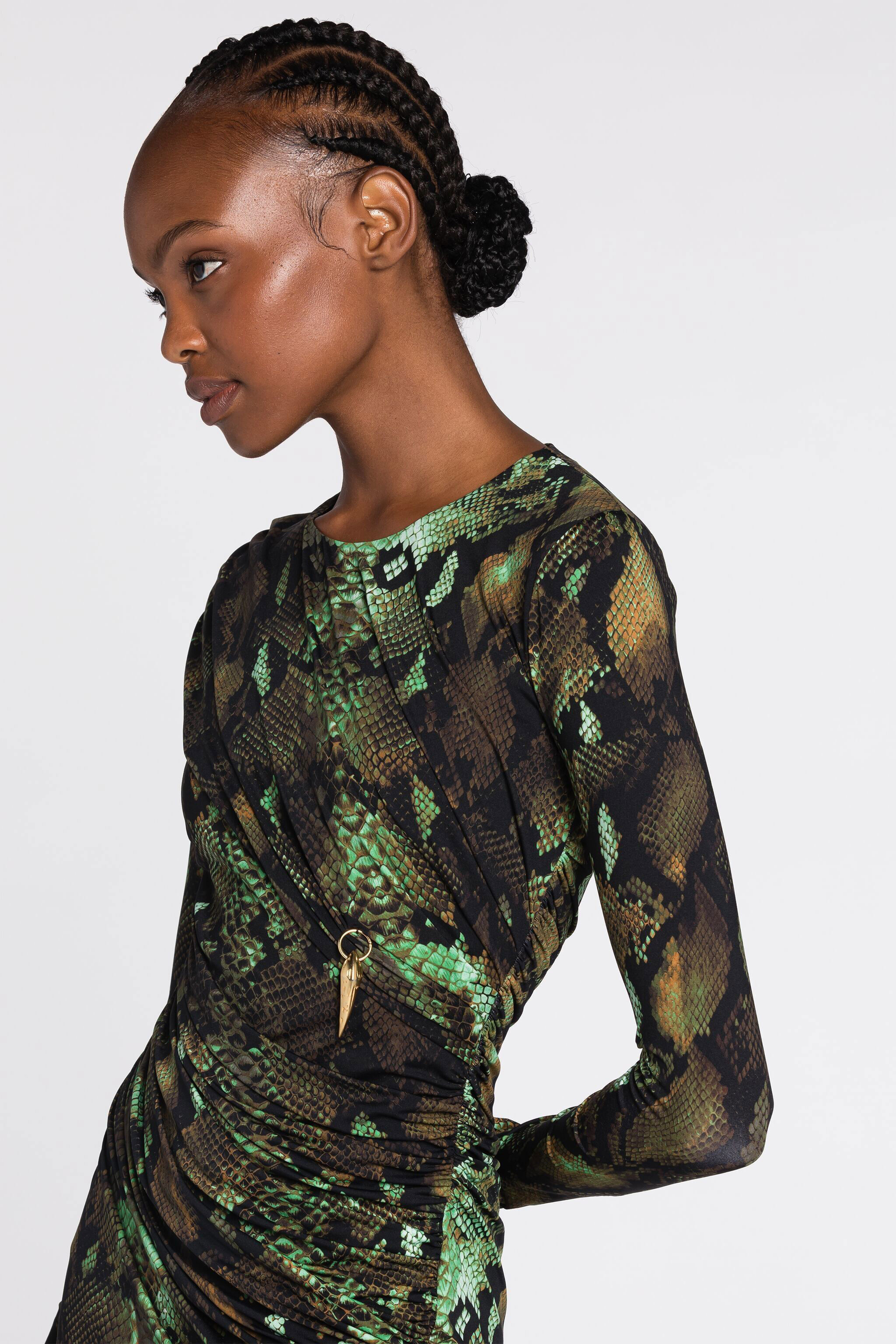 RC Rock Python-Print Dress NATURALE/MILITARE PKT106-LNE38