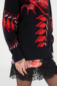 RC Long Sweater With Pattern And Dragon Black/Red VQM618-MPC02