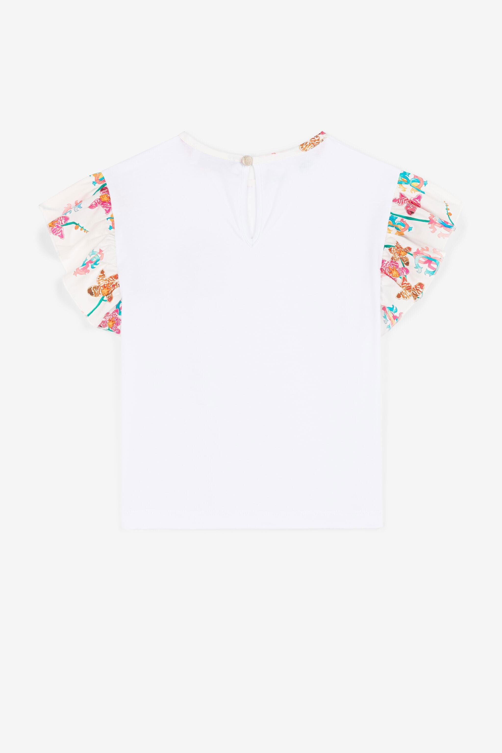 JU T-Shirt mit Blumen-Print JU T-Shirt mit Blumen-Print Weiß QJT665-JV025
