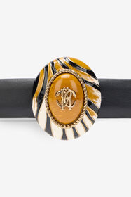RC Black Leather Belt With Monogram RC Buckle RC Black Leather Belt With Monogram RC Buckle Gold VKC001-PZ796