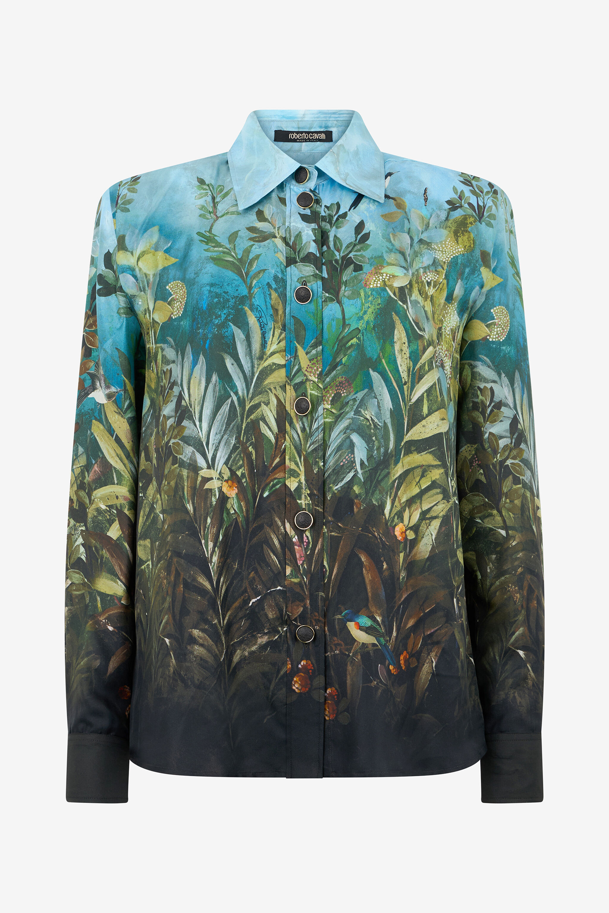 Eden Print Silk Shirt in OTTANIO for Women | Roberto Cavalli®