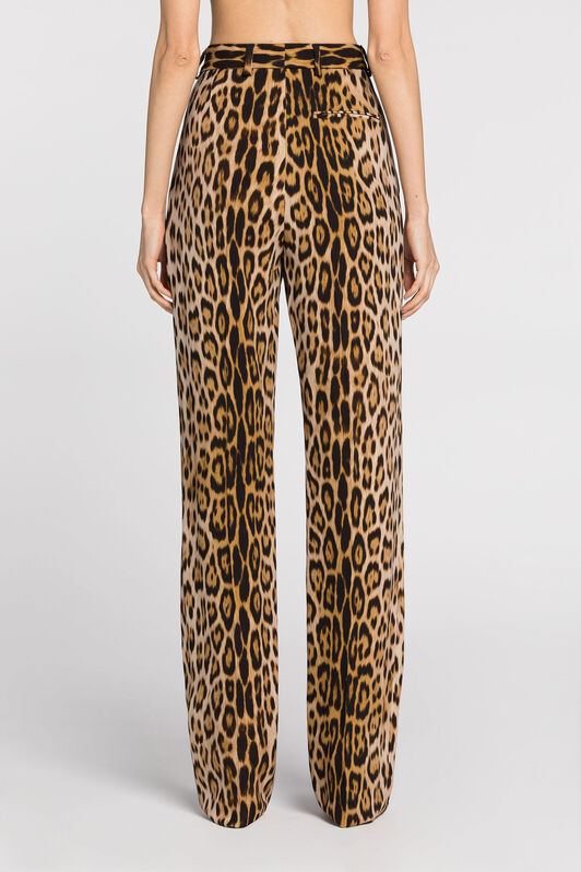 RC Leopard-print straight-leg trousers Light Brown QKT220-7OF53
