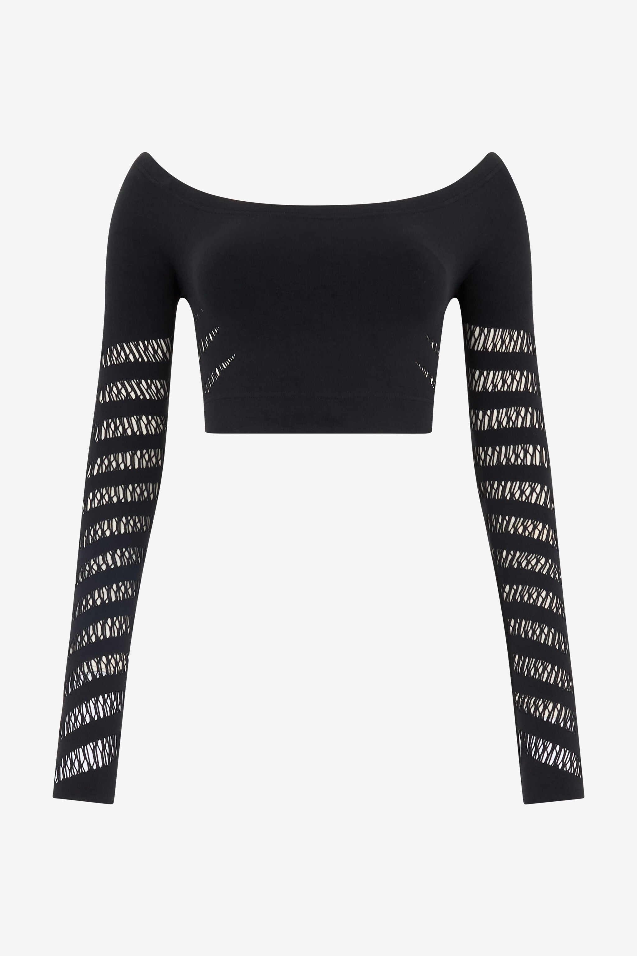 RC Crop Top With Openwork Zebra Design RC Crop Top With Openwork Zebra Design Black UKT631-MA001