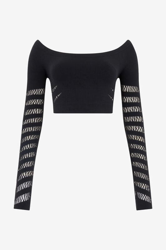 RC Crop Top With Openwork Zebra Design RC Crop Top With Openwork Zebra Design Black UKT631-MA001