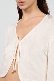 RC Knit Cardigan with Ray Motif BIANCO LATTE XQM901-MH012