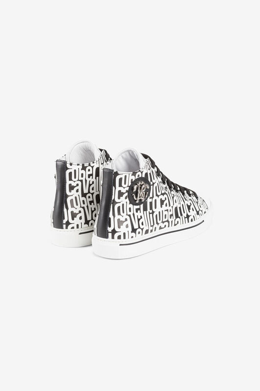 RC Logo-print leather sneakers Black/White RKS037-PZB22