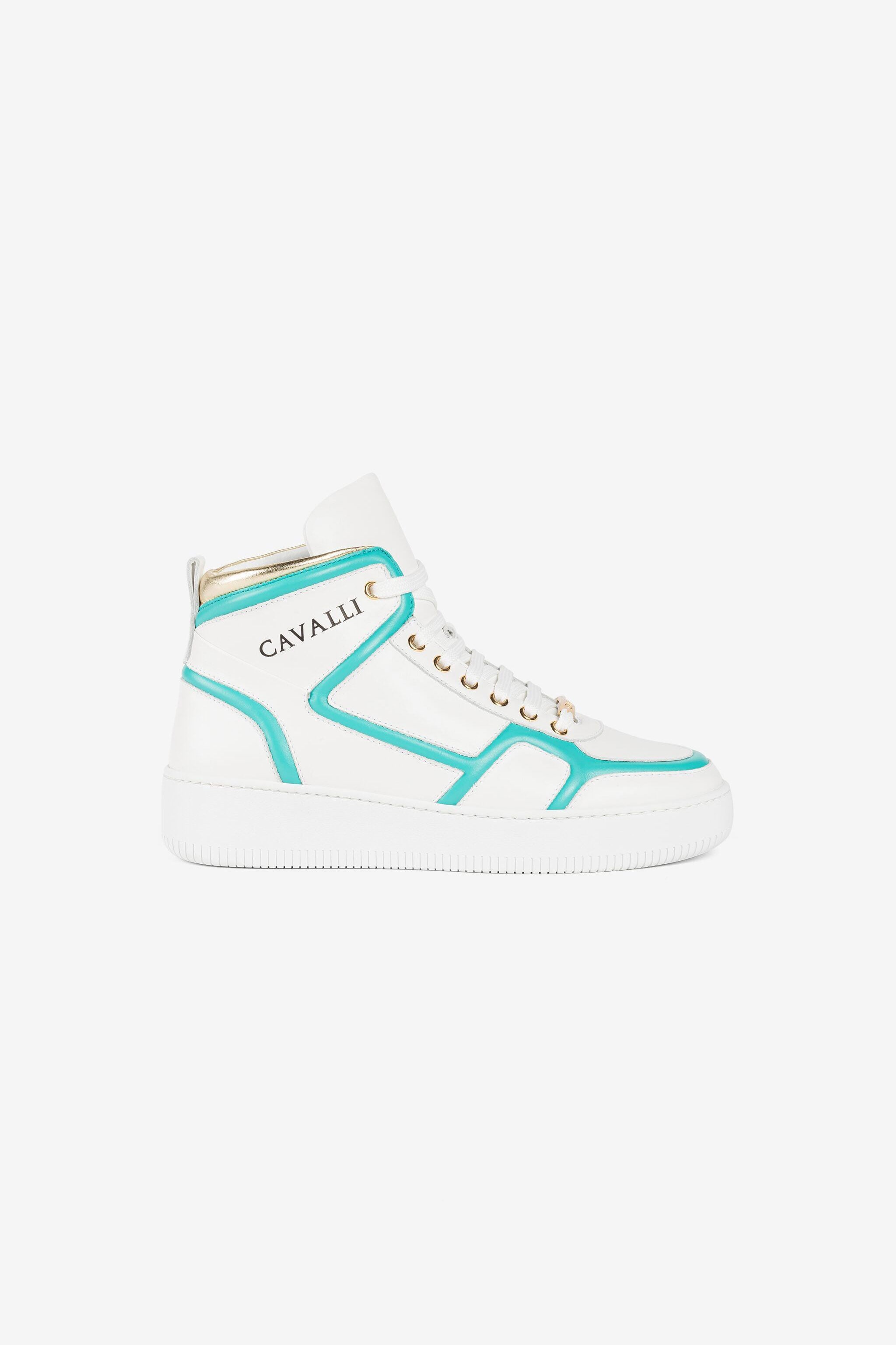 RC Logo-Print Hi-Top Sneakers RC Logo-Print Hi-Top Sneakers WHITE/ACQUA/GOLD/ORO OQS222-PZA25