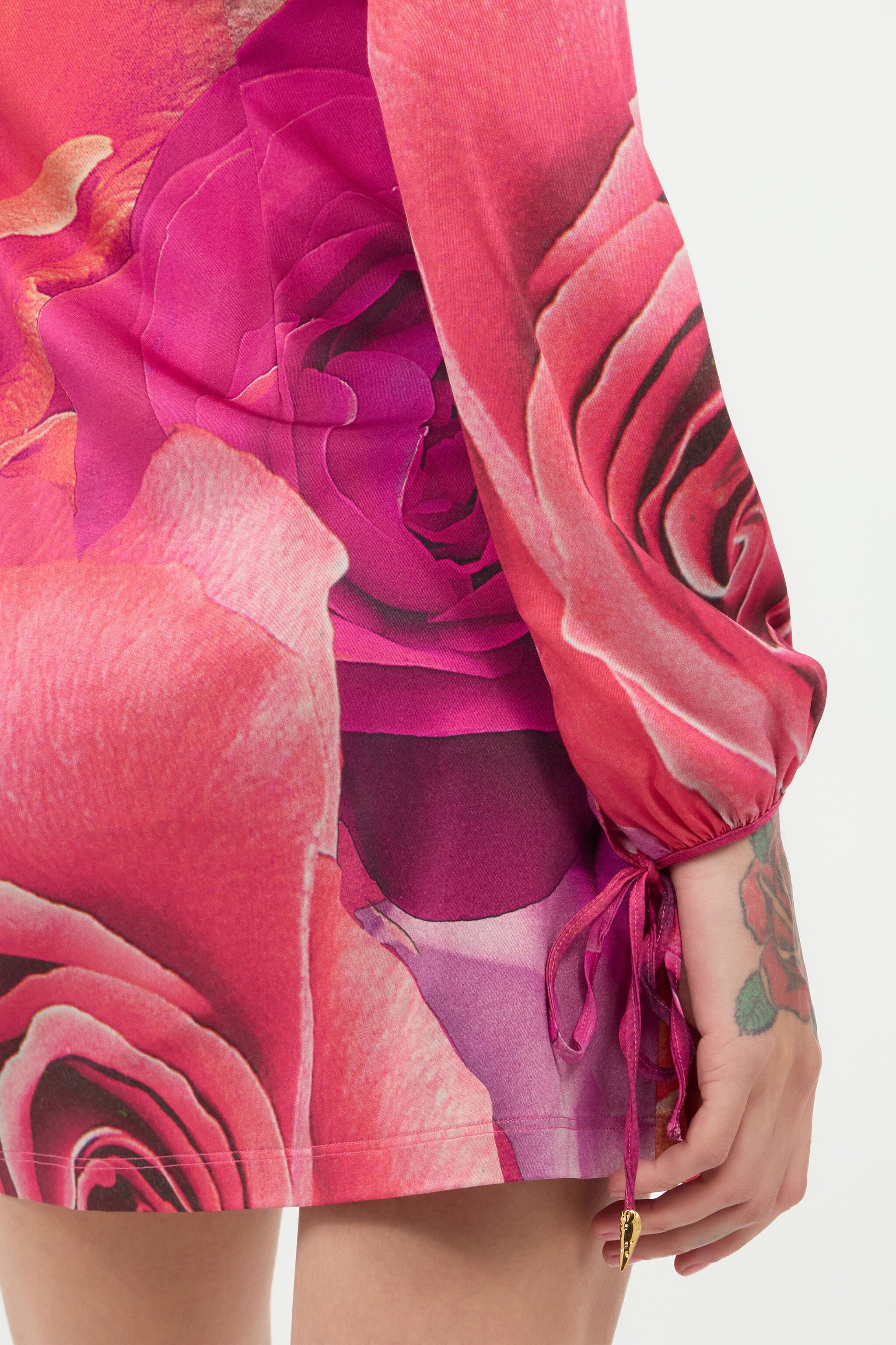 RC Mini Dress With Garden Rose Print Fuchsia UKT106-FQN48