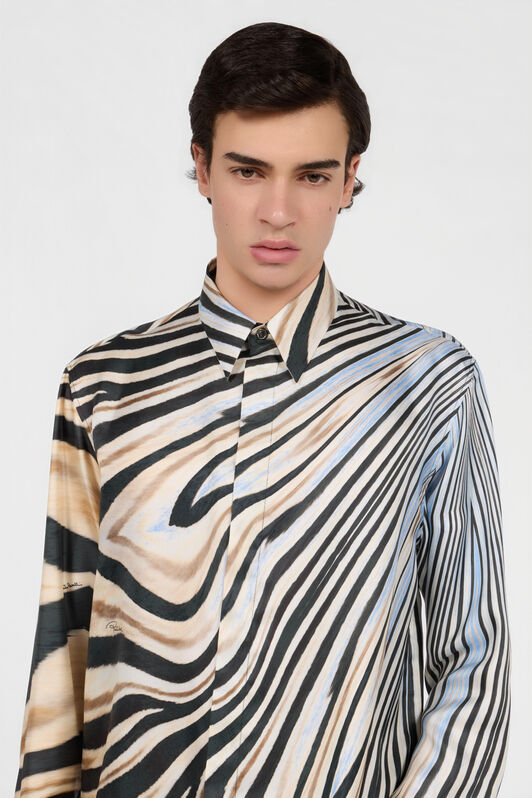 RC Camisa De Seda Con Estampado De Cebra NATURAL/BLACK XNT712-4QT26