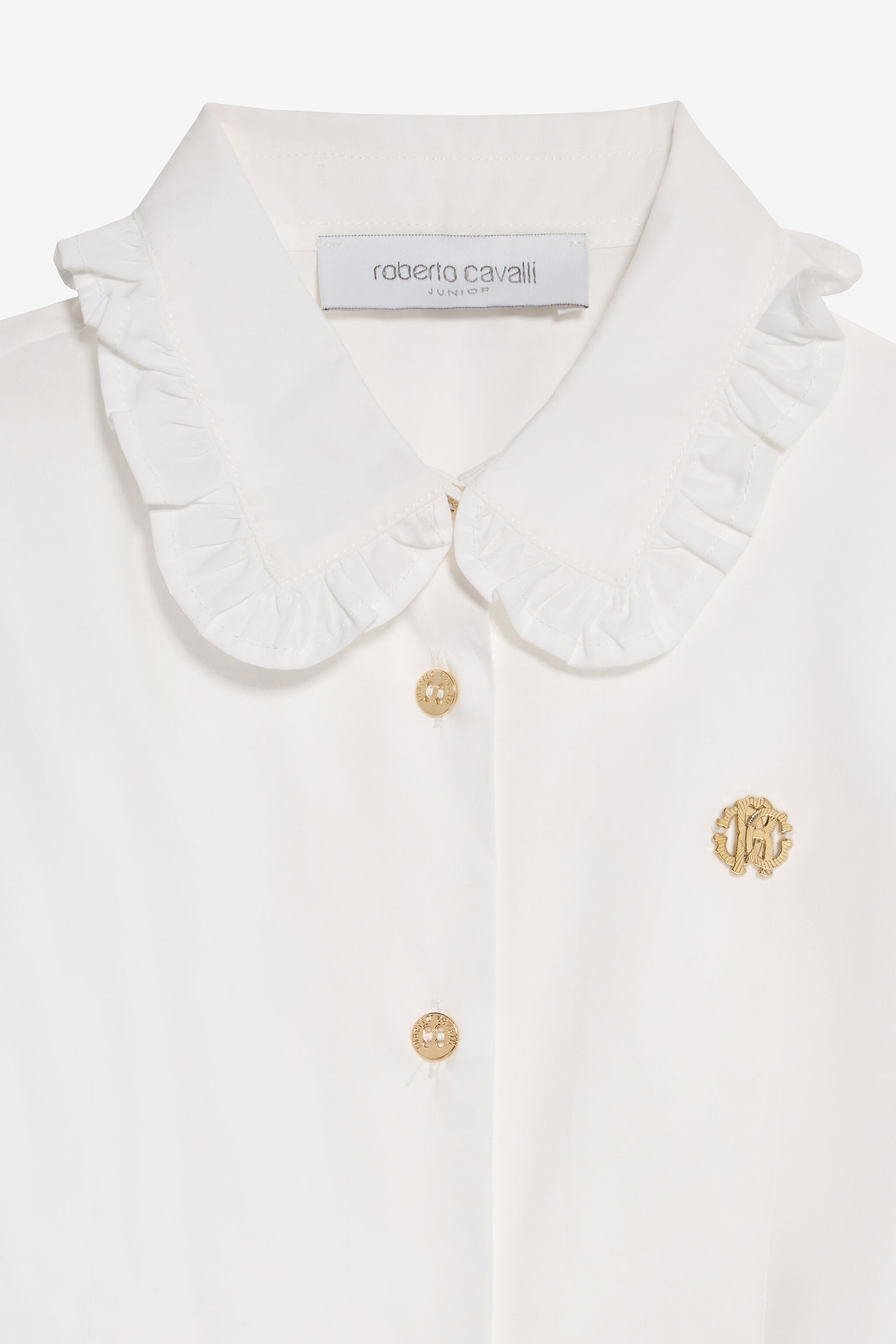 JU White Cotton Shirt With Ruffles JU White Cotton Shirt With Ruffles OPTICAL WHITE VJT70A-CH004