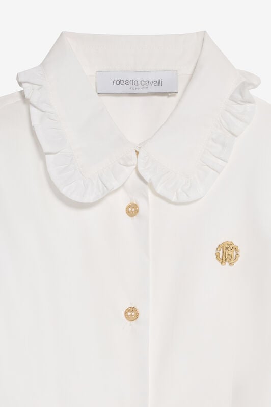 JU White Cotton Shirt With Ruffles JU White Cotton Shirt With Ruffles OPTICAL WHITE VJT70A-CH004