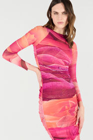 RC Sheath Dress With Rose Print RC Sheath Dress With Rose Print Fuchsia UKT146-6HN48