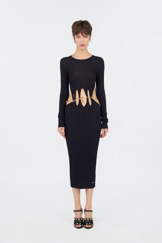 JC Black Midi Dress With Cut-Out Detail JC Black Midi Dress With Cut-Out Detail BLACK WFT291-WF689