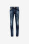 RC Animalier Patchwork-Print Appliqué Slim-Fit Jeans Dark blue OQJ232-DS004