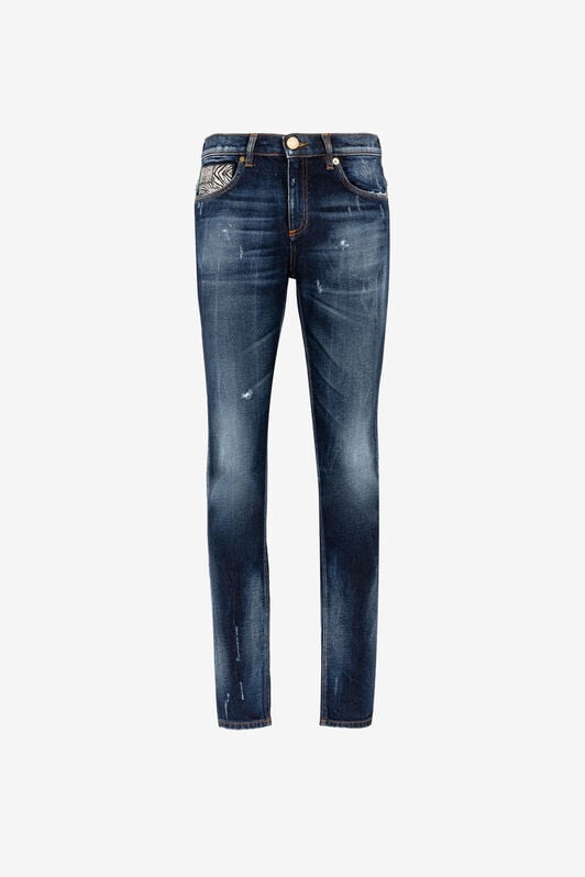 RC Vaqueros slim con parche Animalier Patchwork RC Vaqueros slim con parche Animalier Patchwork Azul oscuro OQJ232-DS004