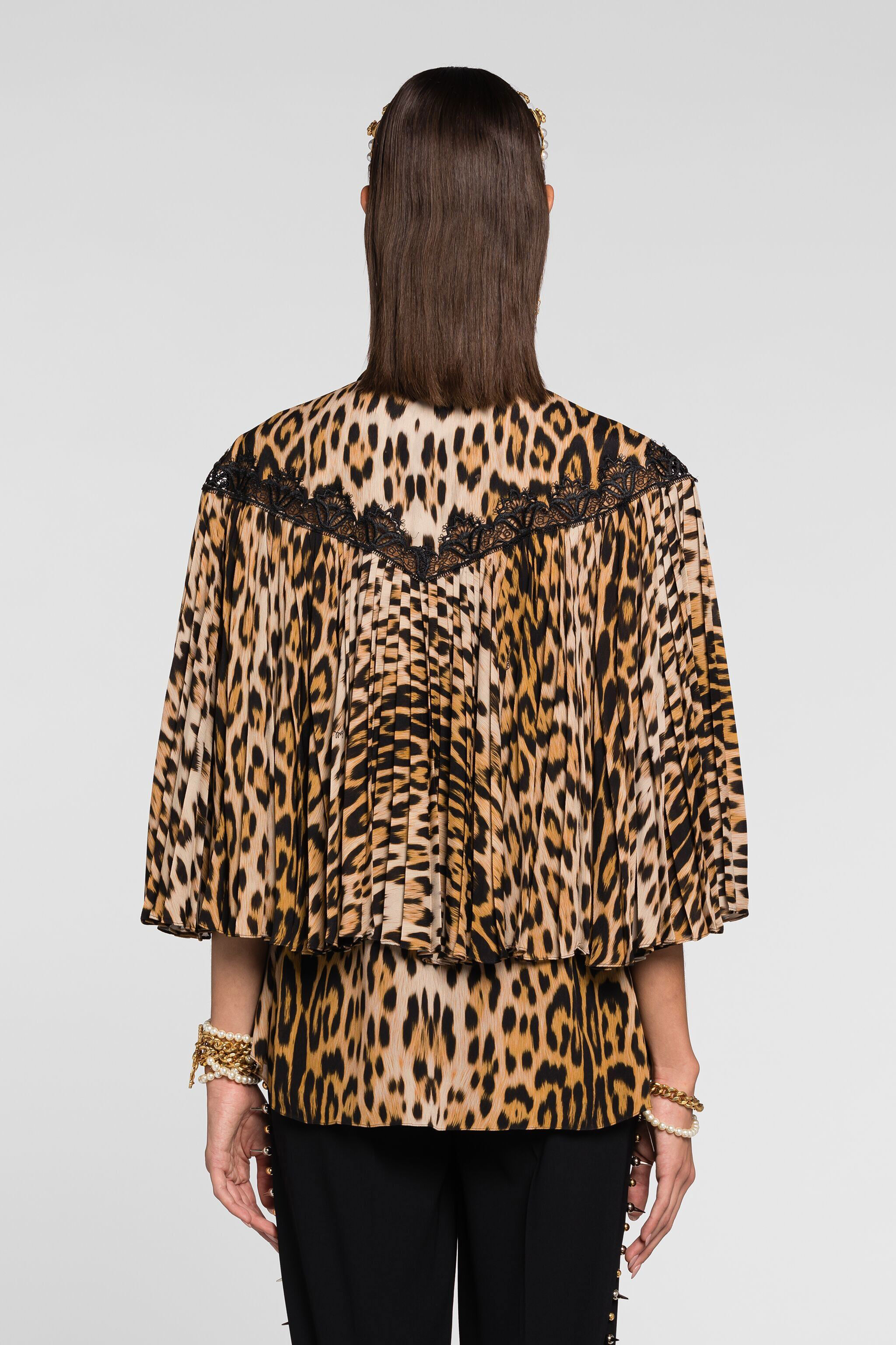 RC Lace-detailed leopard-print shirt RC Lace-detailed leopard-print shirt Light Brown QKT730-FVF53
