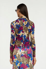 JC Flower Leopard Print Shirt 700 BEIGE + 343 CILI VFT234-VF381